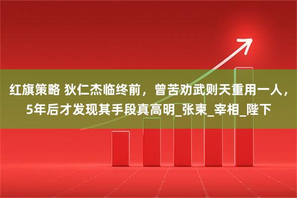 红旗策略 狄仁杰临终前，曾苦劝武则天重用一人，5年后才发现其手段真高明_张柬_宰相_陛下