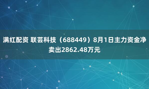 满红配资 联芸科技（688449）8月1日主力资金净卖出2862.48万元