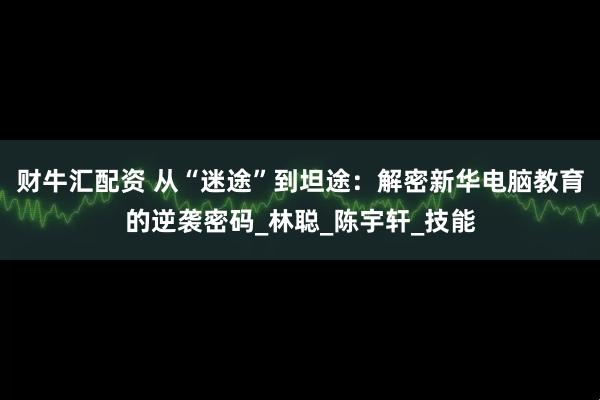 财牛汇配资 从“迷途”到坦途：解密新华电脑教育的逆袭密码_林聪_陈宇轩_技能